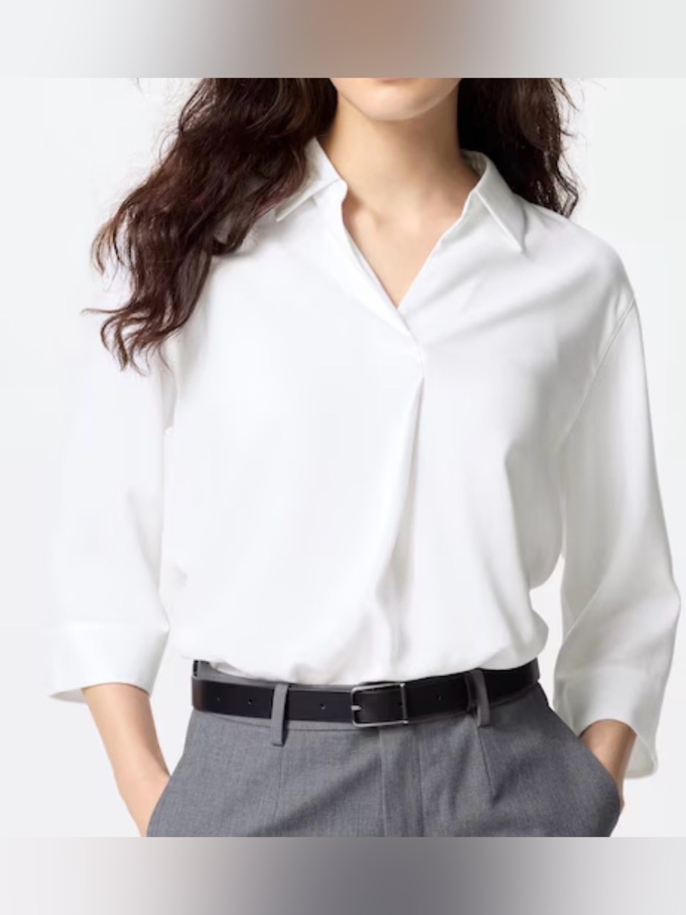 Uniqlo 3/4 White Collar Blouse Women’s Small